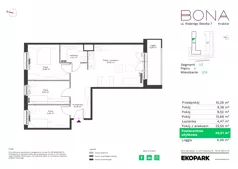 4 pokoje, mieszkanie 68,87 m², piętro 4, oferta nr 209, BONA, Kraków, Podgórze Duchackie, ul. Walerego Sławka 7