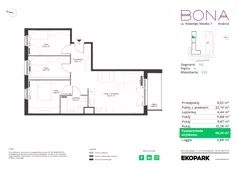 4 pokoje, mieszkanie 68,35 m², piętro 4, oferta nr 238, BONA, Kraków, Podgórze Duchackie, ul. Walerego Sławka 7