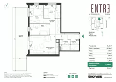 4 pokoje, mieszkanie 69,39 m², piętro 2, oferta nr 116B-M16, Entre, Kraków, Prądnik Biały, ul. Władysława Łokietka 116