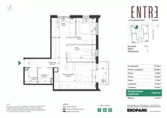 4 pokoje, mieszkanie 73,04 m², piętro 1, oferta nr 116C-M10, Entre, Kraków, Prądnik Biały, ul. Władysława Łokietka 116