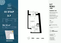 1 pokój, mieszkanie 26,14 m², piętro 3, oferta nr 3.7, Diasfera III, Łódź, Śródmieście, al. Piłsudskiego 37
