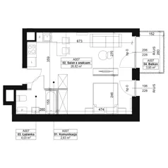 1 pokój, mieszkanie 35,48 m², piętro 1, oferta nr A007, Dyfrakcja Łódzka, Łódź, Widzew, ul. Wodna 3