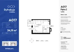 1 pokój, mieszkanie 34,19 m², piętro 2, oferta nr A017, Dyfrakcja Łódzka, Łódź, Widzew, ul. Wodna 3