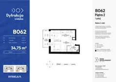 1 pokój, mieszkanie 34,75 m², piętro 2, oferta nr B062, Dyfrakcja Łódzka, Łódź, Widzew, ul. Wodna 3