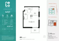 2 pokoje, mieszkanie 45,89 m², piętro 1, oferta nr F.M27, No to Naramowice, Poznań, Naramowice, Naramowice, ul. Maków Polnych