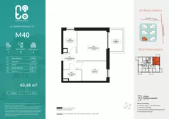 2 pokoje, mieszkanie 40,48 m², piętro 1, oferta nr J.M40, No to Naramowice, Poznań, Naramowice, Naramowice, ul. Maków Polnych