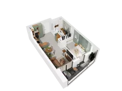2 pokoje, mieszkanie 42,18 m², piętro 2, oferta nr 2.17, Diasfera III, Łódź, Śródmieście, al. Piłsudskiego 37