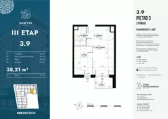 2 pokoje, mieszkanie 38,21 m², piętro 3, oferta nr 3.9, Diasfera III, Łódź, Śródmieście, al. Piłsudskiego 37