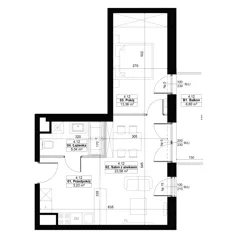 2 pokoje, mieszkanie 45,21 m², piętro 4, oferta nr 4.12, Diasfera III, Łódź, Śródmieście, al. Piłsudskiego 37
