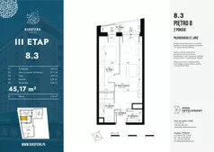 2 pokoje, mieszkanie 45,17 m², piętro 8, oferta nr 8.3, Diasfera III, Łódź, Śródmieście, al. Piłsudskiego 37