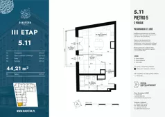 2 pokoje, mieszkanie 44,21 m², piętro 5, oferta nr 5.11, Diasfera III, Łódź, Śródmieście, al. Piłsudskiego 37