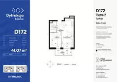 2 pokoje, mieszkanie 41,07 m², piętro 2, oferta nr D172, Dyfrakcja Łódzka, Łódź, Widzew, ul. Wodna 3