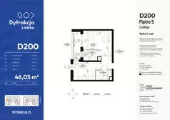 2 pokoje, mieszkanie 46,05 m², piętro 5, oferta nr D200, Dyfrakcja Łódzka, Łódź, Widzew, ul. Wodna 3