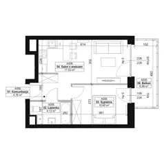2 pokoje, mieszkanie 36,21 m², piętro 1, oferta nr A006, Dyfrakcja Łódzka, Łódź, Widzew, ul. Wodna 3