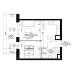 2 pokoje, mieszkanie 34,66 m², piętro 1, oferta nr B052, Dyfrakcja Łódzka, Łódź, Widzew, ul. Wodna 3