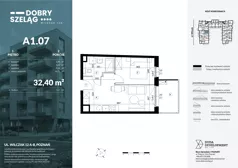 2 pokoje, mieszkanie 32,40 m², piętro 1, oferta nr A1.07, Dobry Szeląg, Poznań, Winogrady, Winogrady, ul. Wilczak 12A
