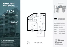 1 pokój, mieszkanie 28,05 m², piętro 1, oferta nr A1.09, Dobry Szeląg, Poznań, Winogrady, Winogrady, ul. Wilczak 12A