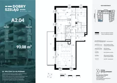 4 pokoje, mieszkanie 93,08 m², piętro 2, oferta nr A2.04, Dobry Szeląg, Poznań, Winogrady, Winogrady, ul. Wilczak 12A