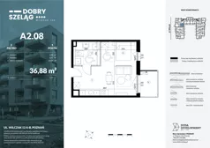 1 pokój, mieszkanie 36,88 m², piętro 2, oferta nr A2.08, Dobry Szeląg, Poznań, Winogrady, Winogrady, ul. Wilczak 12A