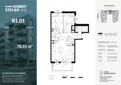 3 pokoje, mieszkanie 70,51 m², piętro 1, oferta nr B1.01, Dobry Szeląg, Poznań, Winogrady, Winogrady, ul. Wilczak 12A