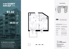 1 pokój, mieszkanie 30,55 m², piętro 1, oferta nr B1.02, Dobry Szeląg, Poznań, Winogrady, Winogrady, ul. Wilczak 12A
