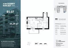 2 pokoje, mieszkanie 44,29 m², piętro 1, oferta nr B1.07, Dobry Szeląg, Poznań, Winogrady, Winogrady, ul. Wilczak 12A