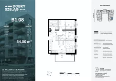 3 pokoje, mieszkanie 54,00 m², piętro 1, oferta nr B1.08, Dobry Szeląg, Poznań, Winogrady, Winogrady, ul. Wilczak 12A