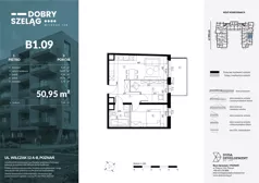 3 pokoje, mieszkanie 50,95 m², piętro 1, oferta nr B1.09, Dobry Szeląg, Poznań, Winogrady, Winogrady, ul. Wilczak 12A