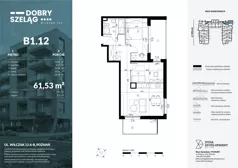 3 pokoje, mieszkanie 61,53 m², piętro 1, oferta nr B1.12, Dobry Szeląg, Poznań, Winogrady, Winogrady, ul. Wilczak 12A