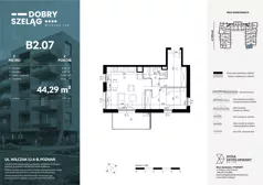 2 pokoje, mieszkanie 44,29 m², piętro 2, oferta nr B2.07, Dobry Szeląg, Poznań, Winogrady, Winogrady, ul. Wilczak 12A