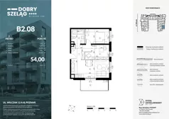 3 pokoje, mieszkanie 54,00 m², piętro 2, oferta nr B2.08, Dobry Szeląg, Poznań, Winogrady, Winogrady, ul. Wilczak 12A