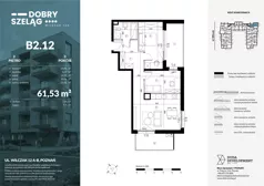3 pokoje, mieszkanie 61,53 m², piętro 2, oferta nr B2.12, Dobry Szeląg, Poznań, Winogrady, Winogrady, ul. Wilczak 12A