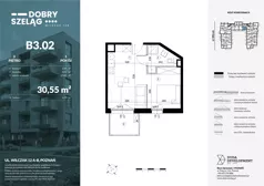 1 pokój, mieszkanie 30,55 m², piętro 3, oferta nr B3.02, Dobry Szeląg, Poznań, Winogrady, Winogrady, ul. Wilczak 12A