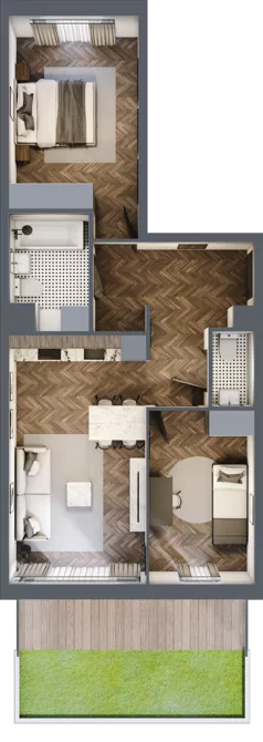 3 pokoje, mieszkanie 60,39 m², piętro 3, oferta nr C4.05, Nad Odrą, Szczecin, Śródmieście, Łasztownia, ul. Celna 4