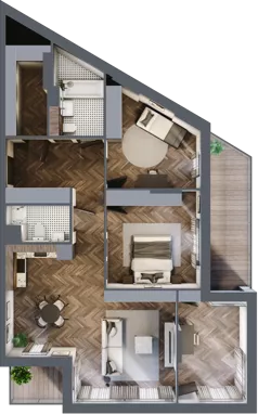 4 pokoje, mieszkanie 94,75 m², piętro 2, oferta nr G3.01, Nad Odrą, Szczecin, Śródmieście, Łasztownia, ul. Celna 4