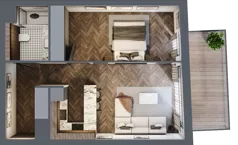 2 pokoje, mieszkanie 45,51 m², piętro 1, oferta nr B.1.01, Nad Odrą, Szczecin, Śródmieście, Łasztownia, ul. Celna 4