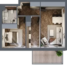 2 pokoje, mieszkanie 46,40 m², piętro 3, oferta nr E.3.11, Nad Odrą, Szczecin, Śródmieście, Łasztownia, ul. Celna 4