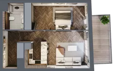 2 pokoje, mieszkanie 45,04 m², piętro 3, oferta nr B.3.01, Nad Odrą, Szczecin, Śródmieście, Łasztownia, ul. Celna 4