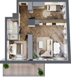 3 pokoje, mieszkanie 57,64 m², piętro 2, oferta nr B.2.02, Nad Odrą, Szczecin, Śródmieście, Łasztownia, ul. Celna 4