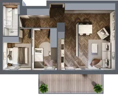 3 pokoje, mieszkanie 56,68 m², piętro 4, oferta nr F.4.07, Nad Odrą, Szczecin, Śródmieście, Łasztownia, ul. Celna 4