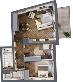 3 pokoje, mieszkanie 65,27 m², piętro 1, oferta nr A.1.03, Nad Odrą, Szczecin, Śródmieście, Łasztownia, ul. Celna 4