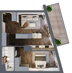 2 pokoje, mieszkanie 49,81 m², piętro 2, oferta nr G.2.04, Nad Odrą, Szczecin, Śródmieście, Łasztownia, ul. Celna 4