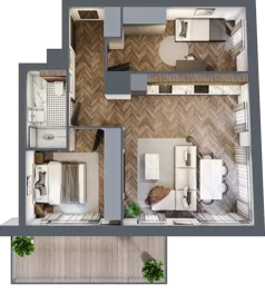 3 pokoje, mieszkanie 57,62 m², piętro 1, oferta nr B.1.02, Nad Odrą, Szczecin, Śródmieście, Łasztownia, ul. Celna 4
