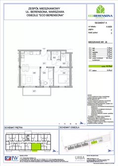 3 pokoje, mieszkanie 50,76 m², piętro 2, oferta nr A26, Eco Berensona 1, Warszawa, Białołęka, Grodzisk, ul. Berensona 131