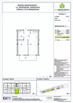 2 pokoje, mieszkanie 37,33 m², piętro 1, oferta nr C17, Eco Berensona 1, Warszawa, Białołęka, Grodzisk, ul. Berensona 131