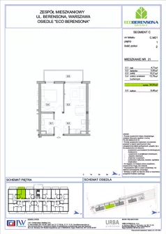 2 pokoje, mieszkanie 34,64 m², piętro 1, oferta nr C21, Eco Berensona 1, Warszawa, Białołęka, Grodzisk, ul. Berensona 131