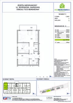 3 pokoje, mieszkanie 52,47 m², piętro 2, oferta nr C31, Eco Berensona 1, Warszawa, Białołęka, Grodzisk, ul. Berensona 131