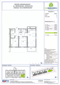 3 pokoje, mieszkanie 49,71 m², piętro 3, oferta nr 23-A, Eco Berensona 2, Warszawa, Białołęka, Grodzisk, ul. Leona Berensona 124