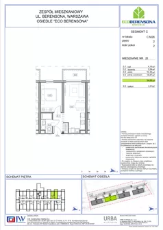2 pokoje, mieszkanie 34,69 m², piętro 3, oferta nr 26-C, Eco Berensona 2, Warszawa, Białołęka, Grodzisk, ul. Leona Berensona 124