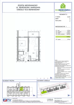 2 pokoje, mieszkanie 34,69 m², piętro 1, oferta nr 01-D, Eco Berensona 2, Warszawa, Białołęka, Grodzisk, ul. Leona Berensona 124